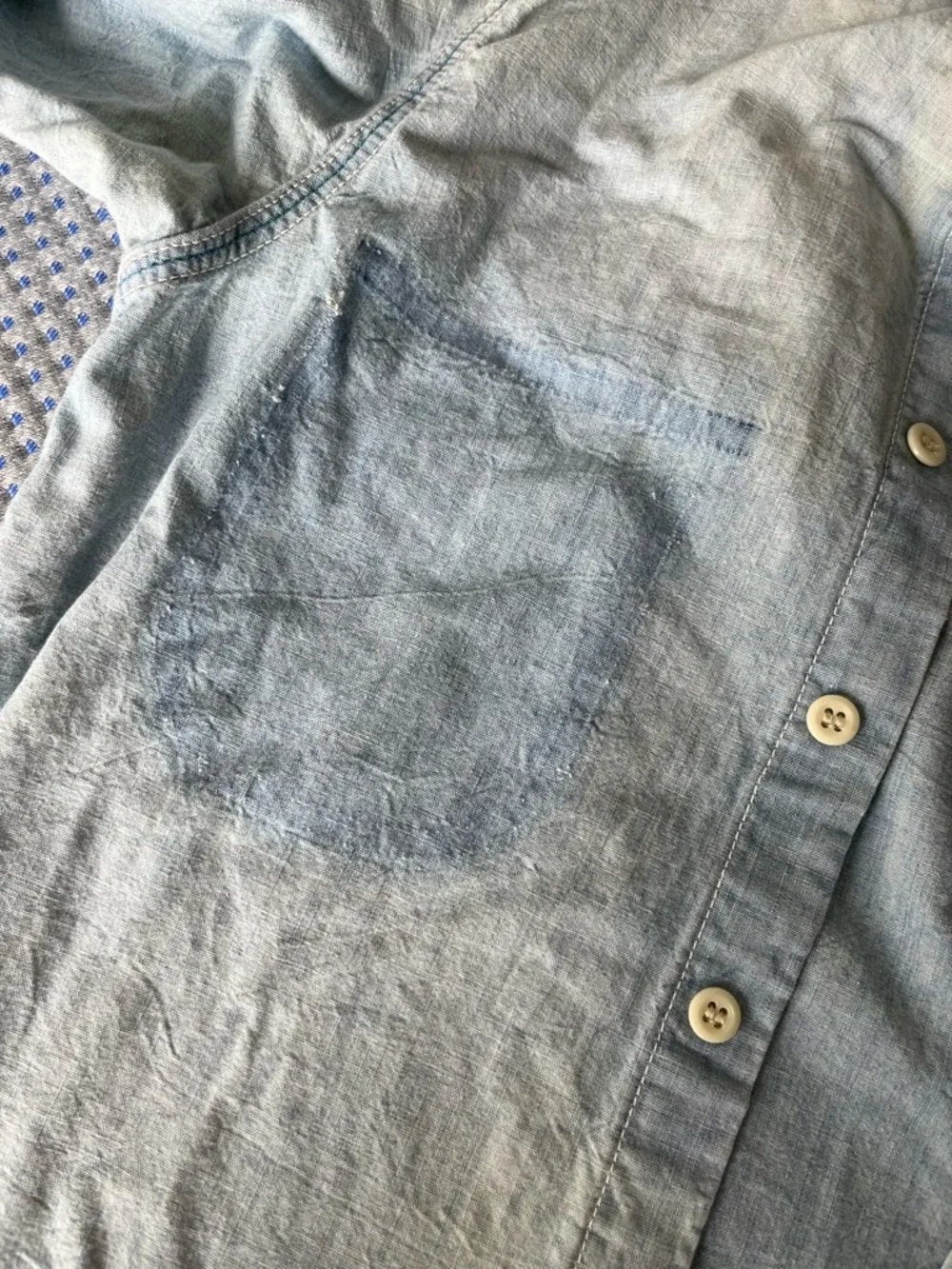 Vintage Light Wash Denim Shirt - Women's Light Blue Casual Button-Up - Picture 5 of 12